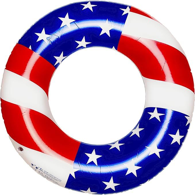 Inflatable USA American Flag Pool Float Water Swimming Ring/Tube Kids and Adults Floaties 4th of ... | Amazon (US)
