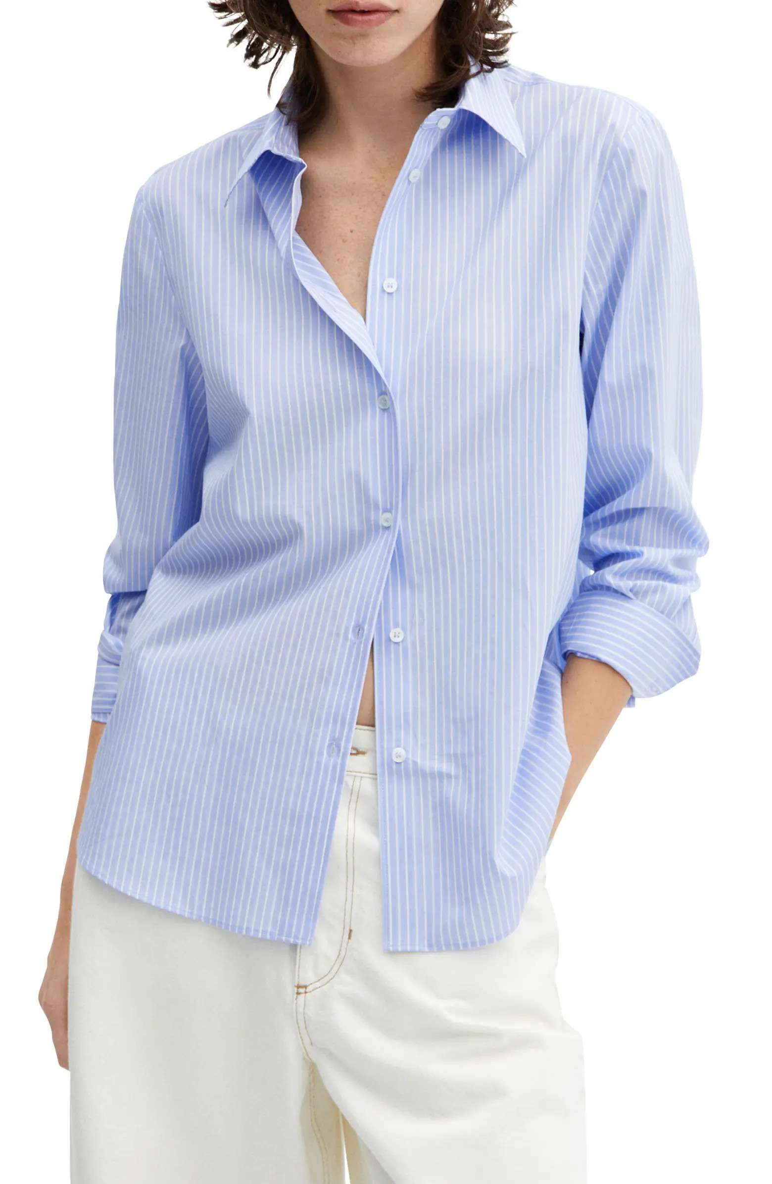 MANGO Oversize Long Sleeve Button-Up Shirt | Nordstrom | Nordstrom