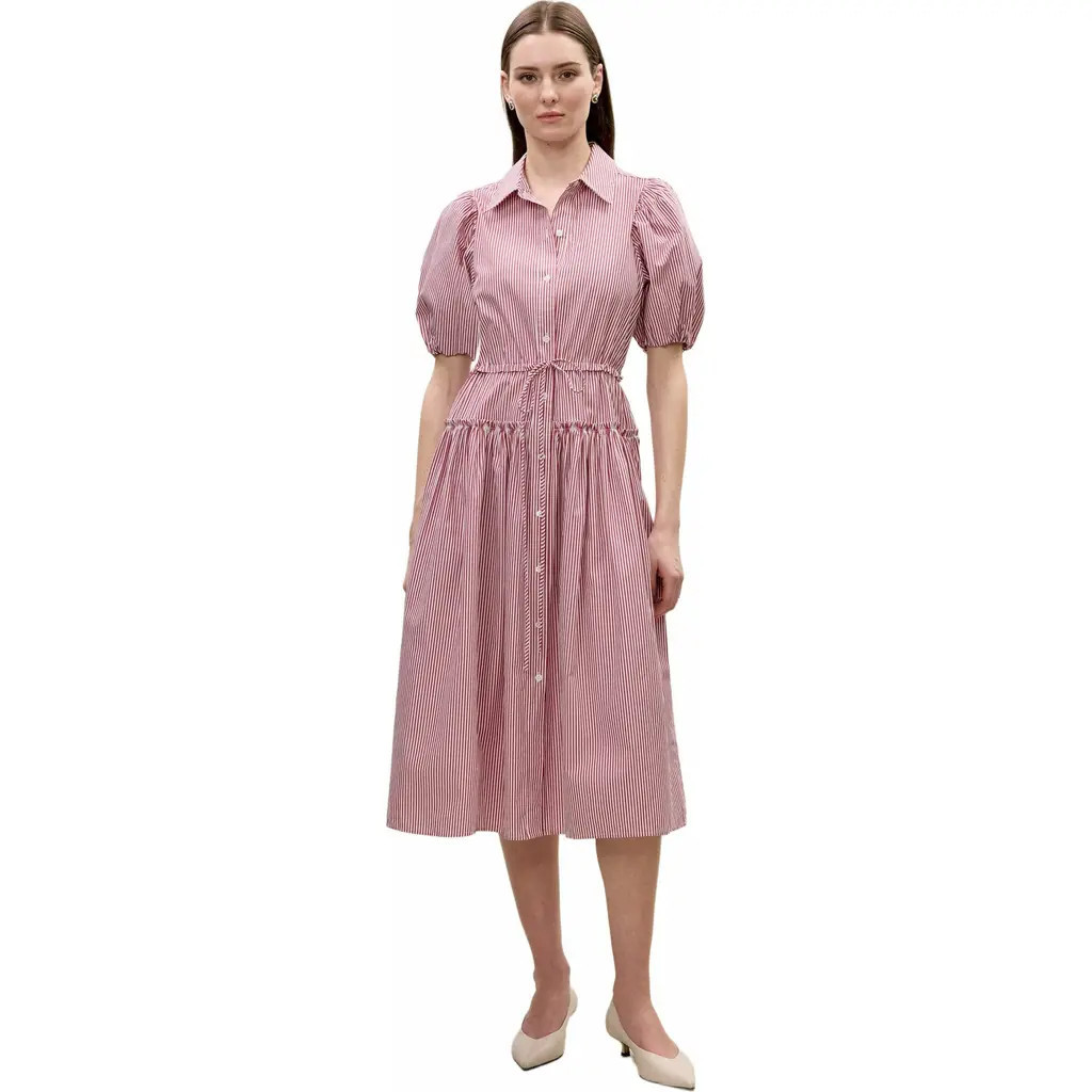Rebecca Taylor Poplin Shirt Dress in Red Stripe at Nordstrom, Size Medium | Nordstrom