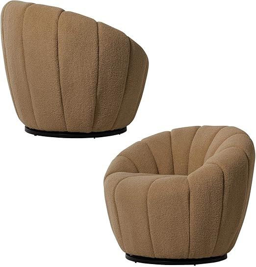 Sepnine Modern Swivel Accent Chair,Living Room Sherpa Upholstered Shell Sofa Chair with 360°Rota... | Amazon (US)