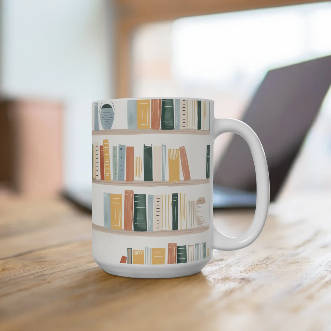 Bookshelf Mug, Ceramic Mug, Books, Gift for Book Lovers, Gift for Readers, Gift for Her, Gift for... | Etsy (US)
