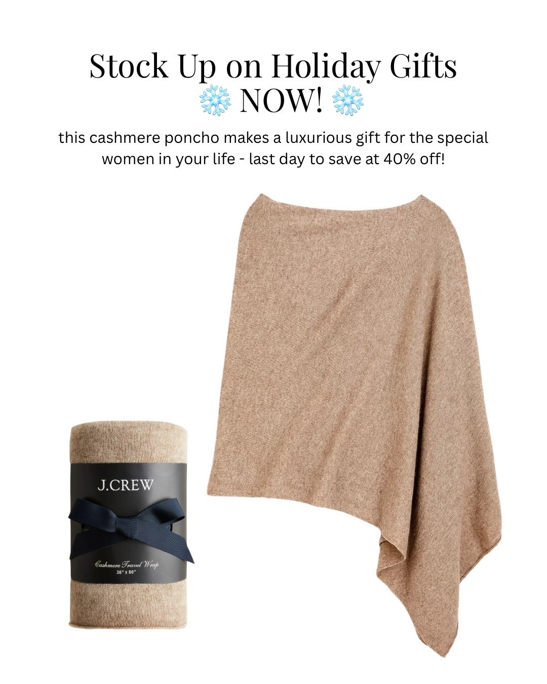 Stock Up on Holiday Gifts ❄️ NOW! ❄️ this cashmere poncho makes a luxurious gift for the special women in your life - last day to save at 40% off!

#LTKSeasonal #LTKSaleAlert