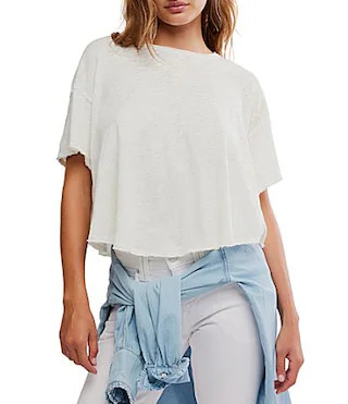 Free People We The Free Elsie Swing Boat Neck Short Sleeve Cropped Tee - S | Dillard's
