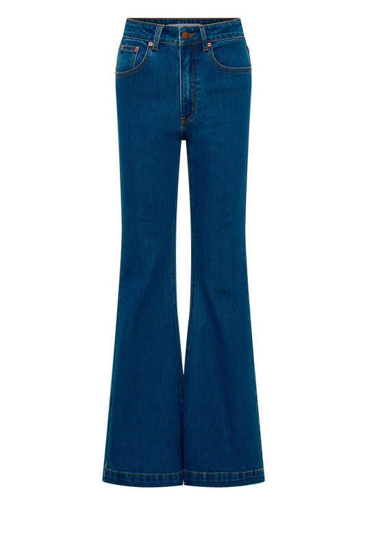 High Rise Flare Jean in Mid Blue | Bohemian Traders