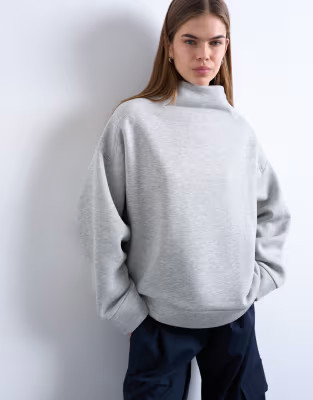 Topshop funnel neck oversized sweat in grey | ASOS (Global)