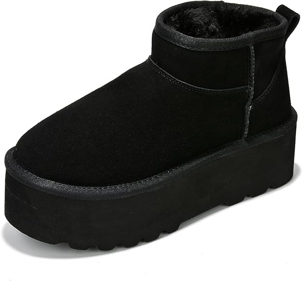 Project Cloud Mini Platform Boots for Women - Ankle Boot Fur Lined Genuine Suede Cozy Platform + ... | Amazon (US)