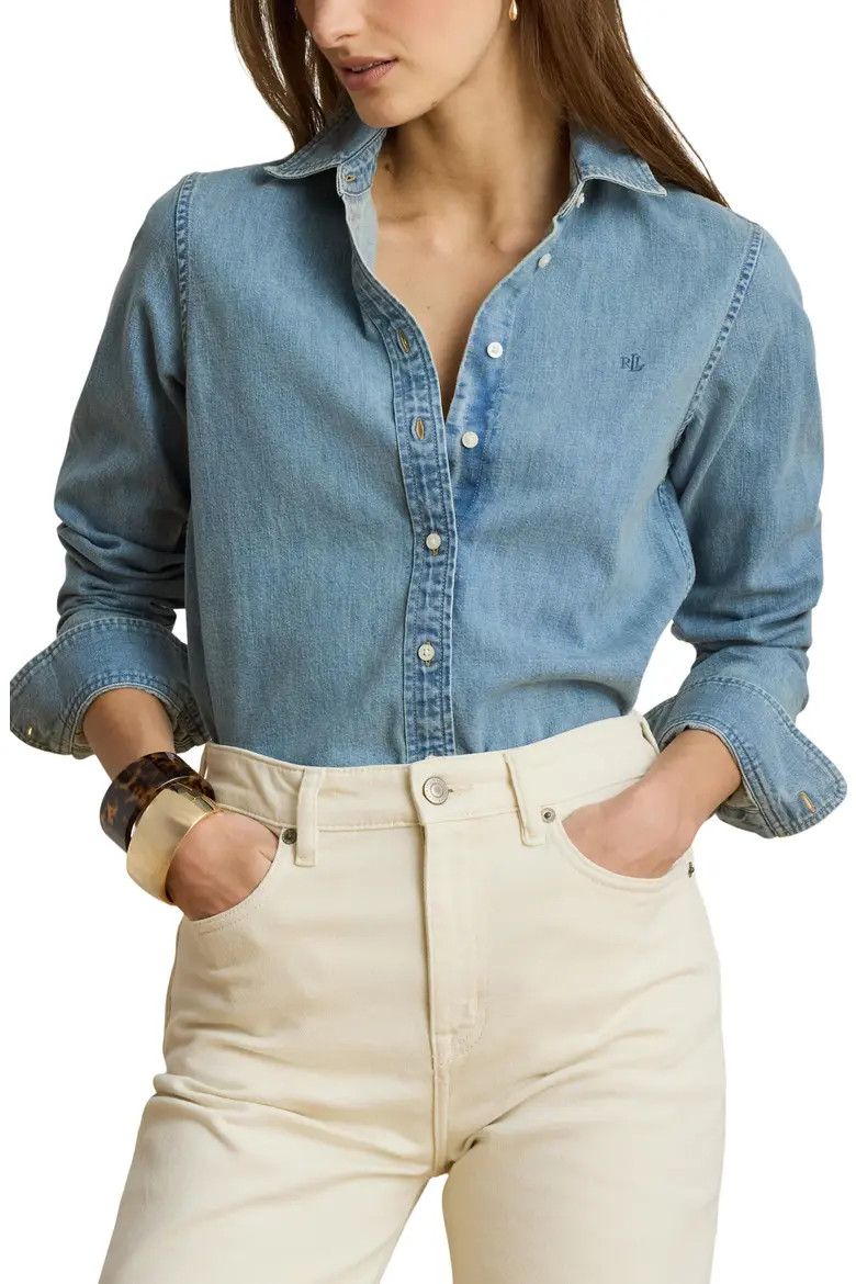 Classic Fit Denim Button-Up Shirt (Women) | Nordstrom | Nordstrom
