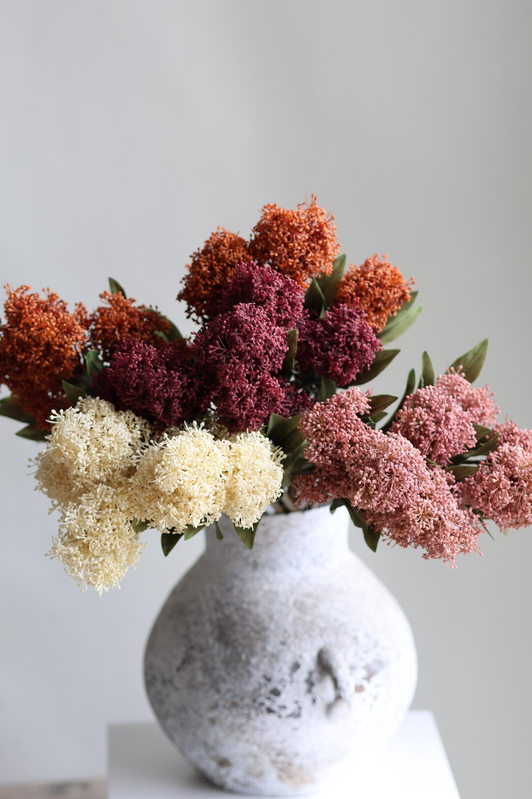 22.5" Artificial Seeded Fall Winter Branch- Ivory/burgundy/orange/dusty Pink, Artificial Plant, D... | Etsy (US)