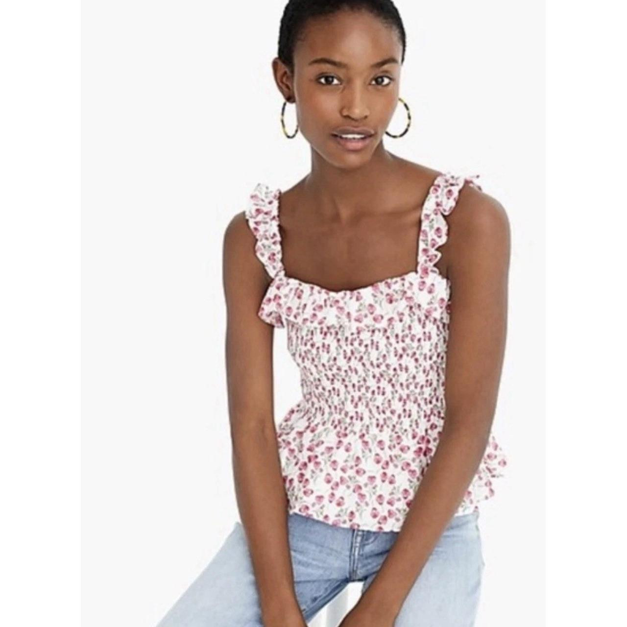 J. Crew Women's Shirt - Pink/White - S | Depop US