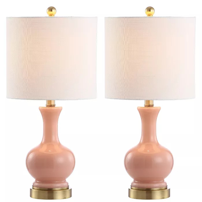 22" (Set of 2) Cox Glass/Metal Table Lamp (Includes LED Light Bulb) White - JONATHAN Y | Target