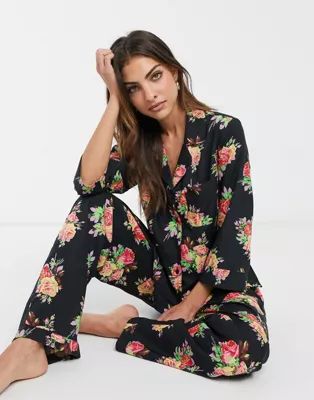 ASOS DESIGN floral shirt & pants pyjama set in 100% modal | ASOS US