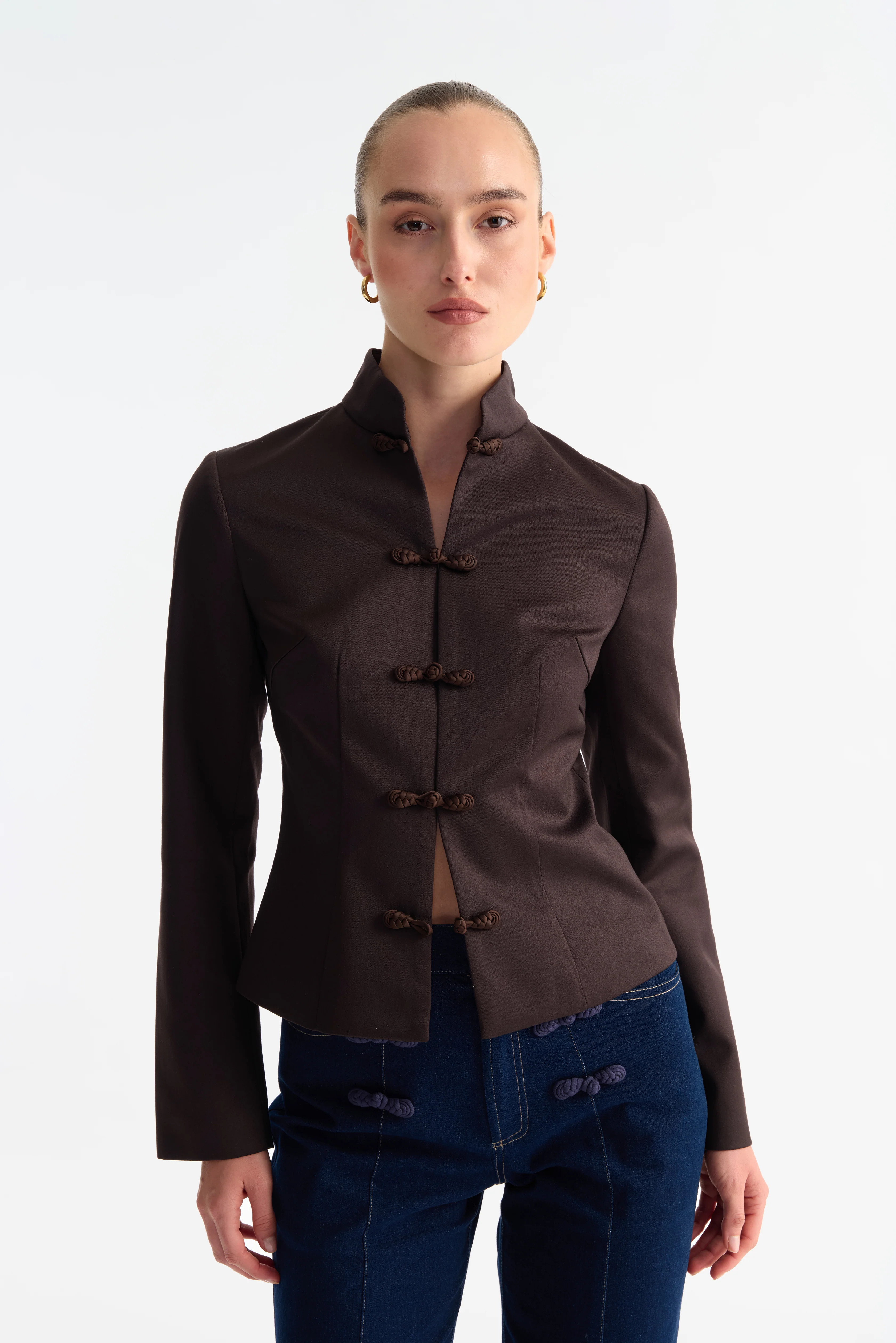 Sloane Satin Tang Blazer | Sau Lee