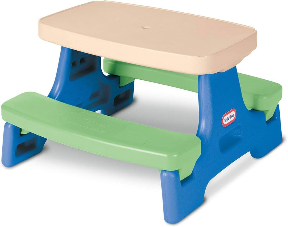 Little Tikes Easy Store Jr. Picnic Table with Umbrella - Blue / Green | Amazon (US)