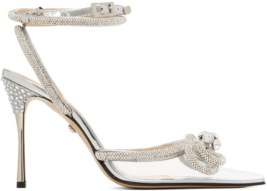 MACH & MACH Silver Double Bow High Heels | SSENSE