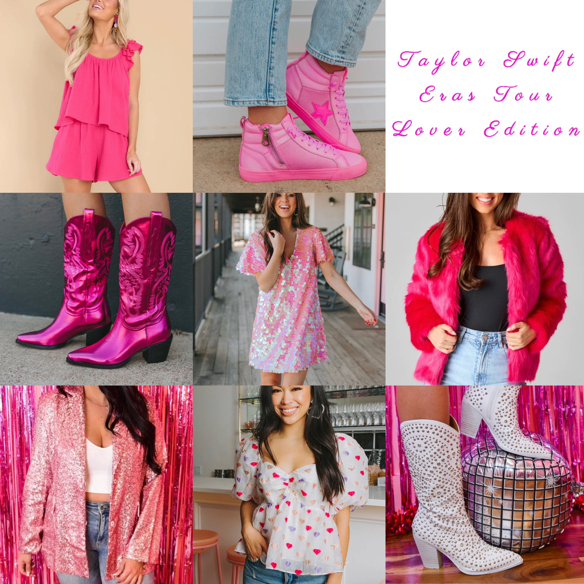 Taylor Swift Concert
Taylor Swift
Eras Tour
Outfit
Concert Outfit
Outfits
Lover
Pink
Fur coat
Boots
Sparkles
Hot pink
Spring
Summer
You need to calm down
Me
Sequin
Pop
Country
Cowboy boots
Blazer
Sneakers
Dress
Top
Set
Festival

#LTKtravel #LTKFestival #LTKstyletip