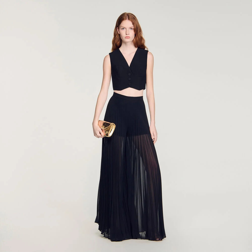 Pleated wide-leg trousers | Sandro US | Sandro-Paris US