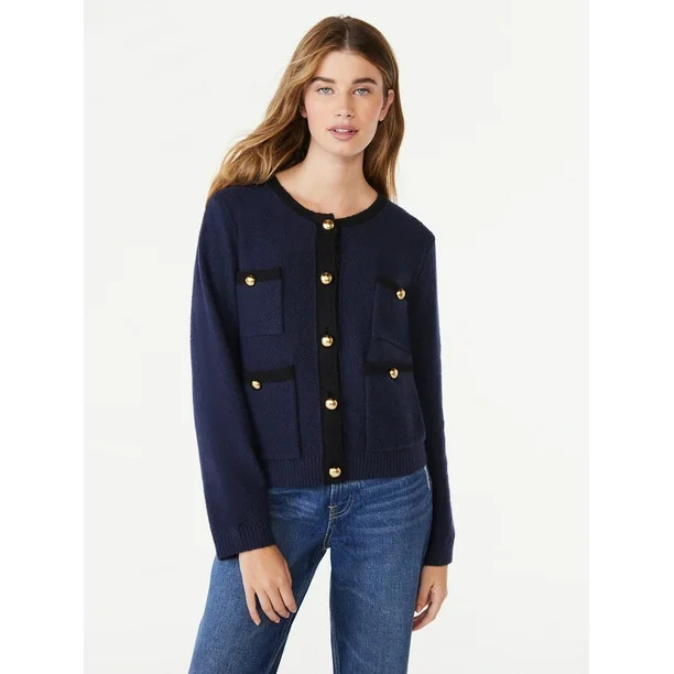 Free Assembly Women's Patch Pocket Cardigan Sweater, Midweight, Sizes XS-XXL | Walmart (US)