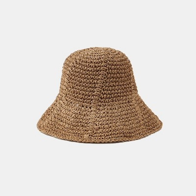 Women's Crochet Straw Soft Structure Summer Beach Hat - Cupshe-F-Brown | Target