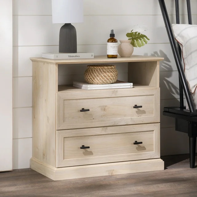 Clyde Classic 2-Drawer Bedroom Nightstand in White Oak - Walmart.com | Walmart (US)