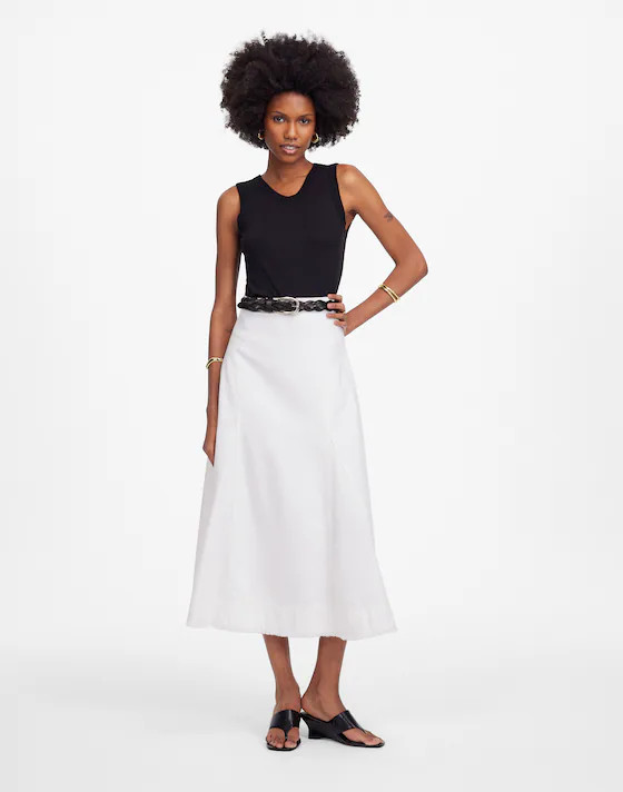 Fluted Midi Skirt in Tile White | Madewell