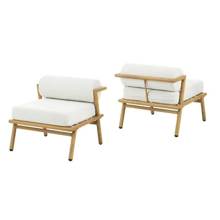 Christopher Knight Home Contemporary Outdoor Lounge Chairs with Cushions, Metal Frame, Off White+... | Walmart (US)