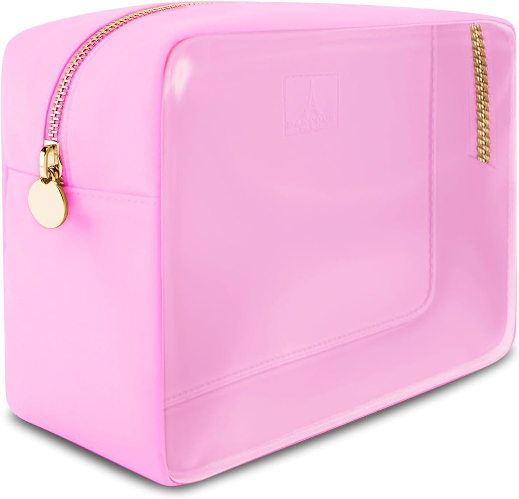 DANCOUR Clear Makeup Bag Large Pouch Cosmetic Travel Bag TSA Approved Light Pink Clear Cosmetic C... | Amazon (US)