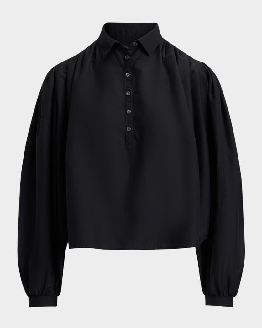 Pleated Cotton-Silk Shirt | Neiman Marcus