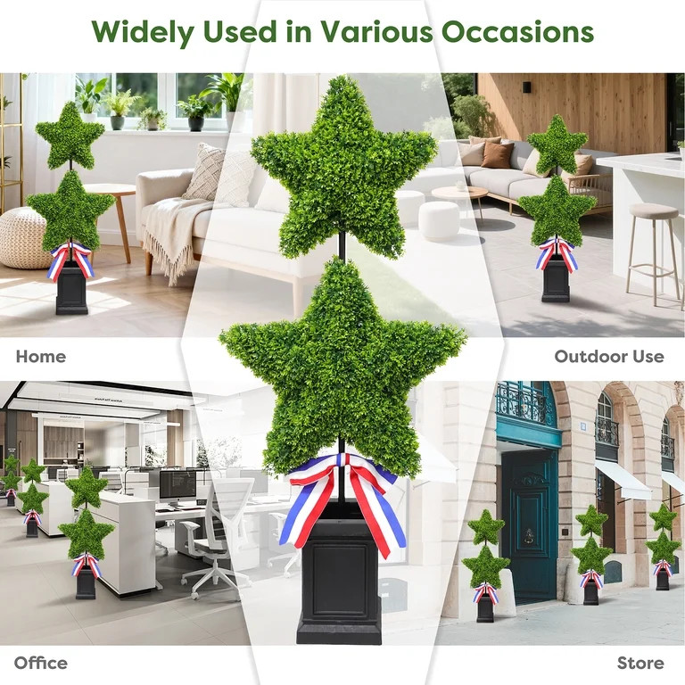 Two Star Artificial Topiary, 4', Patriotic by Way To Celebrate | Walmart (US)