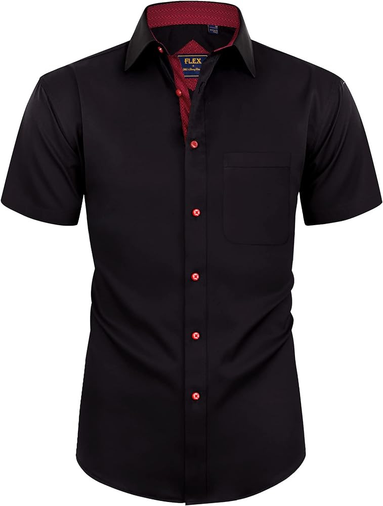 Alimens & Gentle Mens Short Sleeve Dress Shirts Wrinkle Free Solid Casual Button Down Shirts with... | Amazon (US)