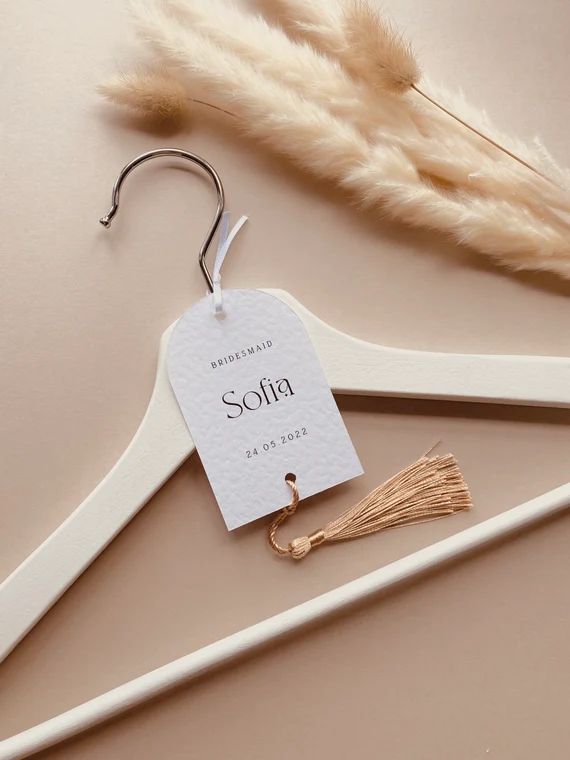 ARIA  Personalised Boho Wedding Hanger Tags With Tassel. Boho - Etsy | Etsy (US)