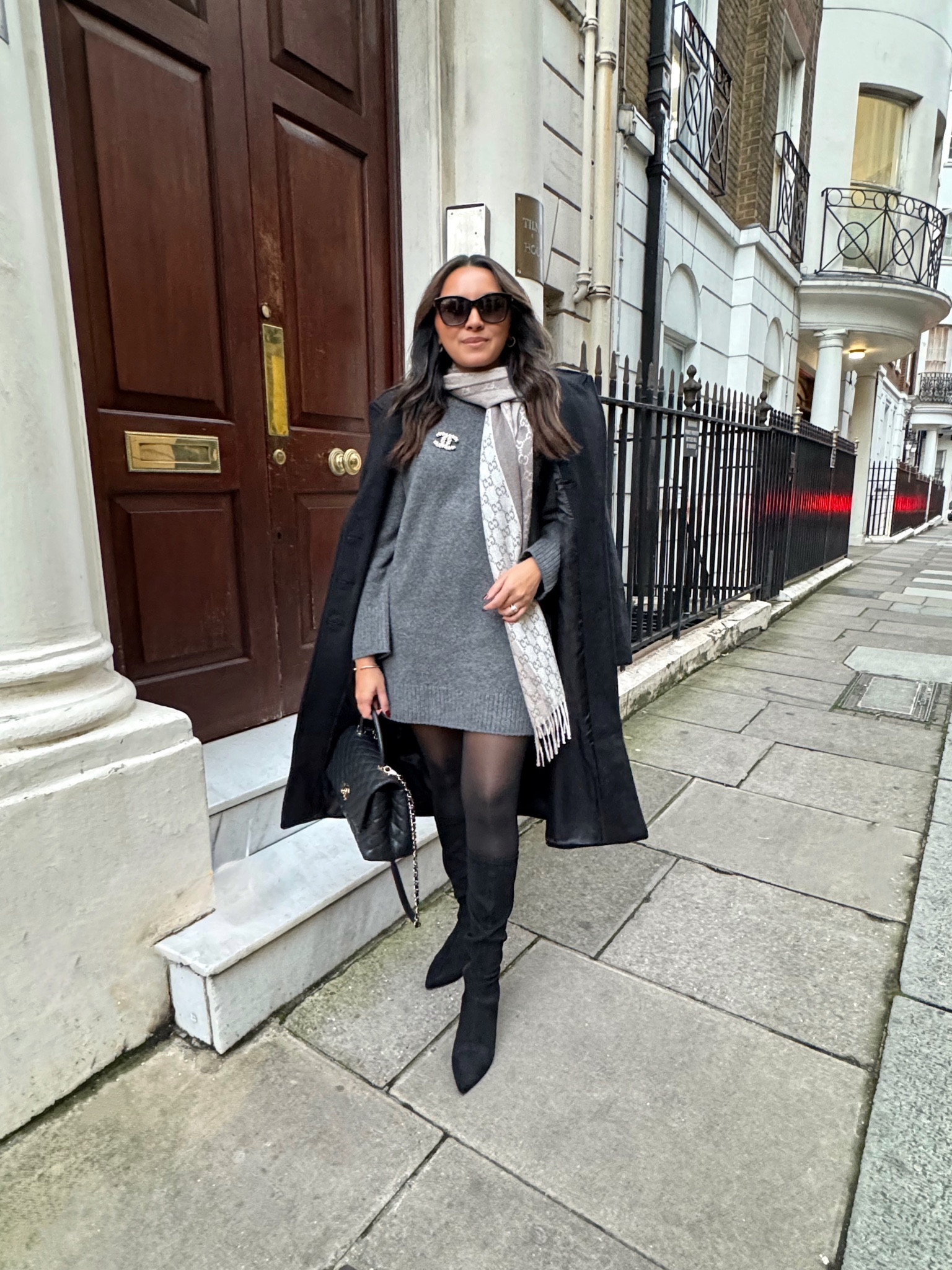 Extra 15% off my coat and dress with code SWEATERSAF. Code valid through 10/14!

Black Coat size xs petite TTS
Grey sweater dress size xs petite TTS
Tights size small TTS
Black boot size 5.5 TTS
Scarf is old from Gucci, similar linked

Fall outfit 
Fall style 
Trench coat 
Fall fashion 
London outfit 
London fashion 
Europe fashion 
Europe outfit 

Honey sweet petite 
Honeysweetpetite 

#LTKSaleAlert #LTKStyleTip #LTKTravel