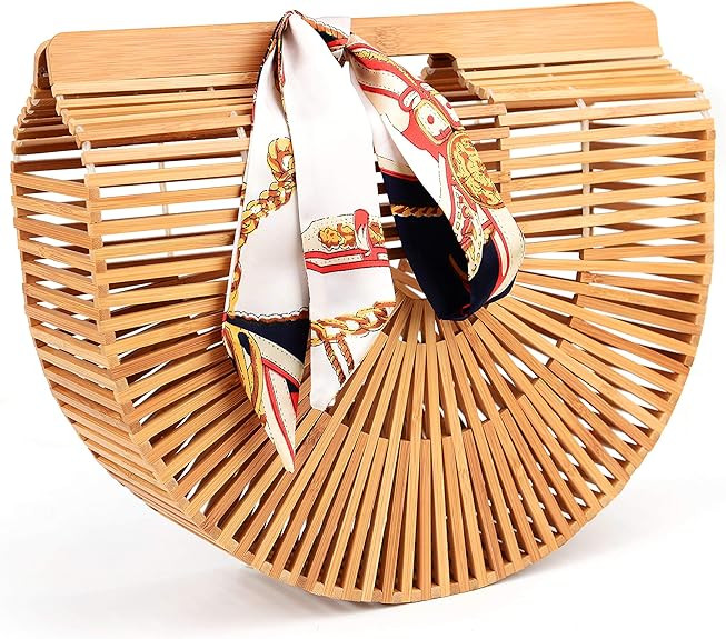 Samuel Bamboo Bags for Women Summer Straw Wooden Beach Purse, Mothers Day Gifts for Mom from Daug... | Amazon (US)