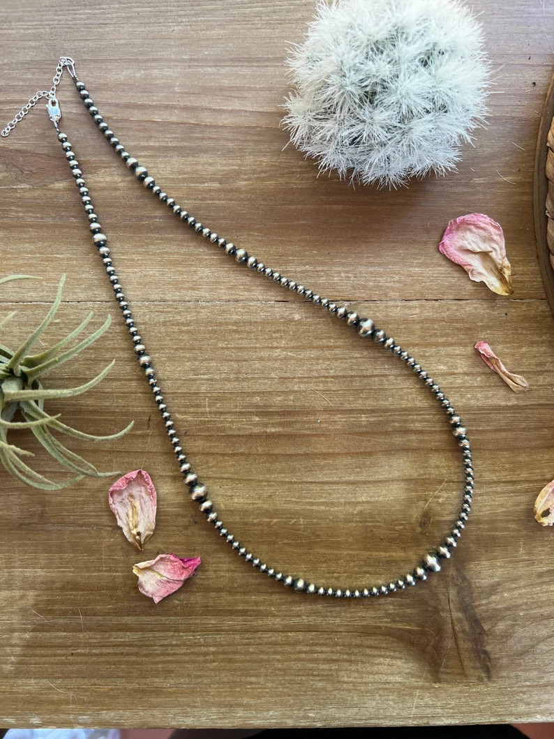 22 inch Navajos graduated necklace - real navajo - navajo sterling - navajo pearl - navajo neckla... | Etsy (US)