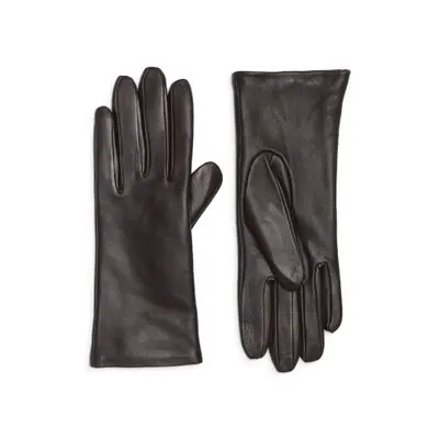 Nordstrom Cashmere Lined Leather Touchscreen Gloves in Black at Nordstrom, Size 7.5 | Nordstrom