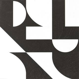 12 in. x 12 in. Black and White Gia Metric Water Resistant 3MIL Peel Stick Vinyl Floor Vinyl Tile... | The Home Depot