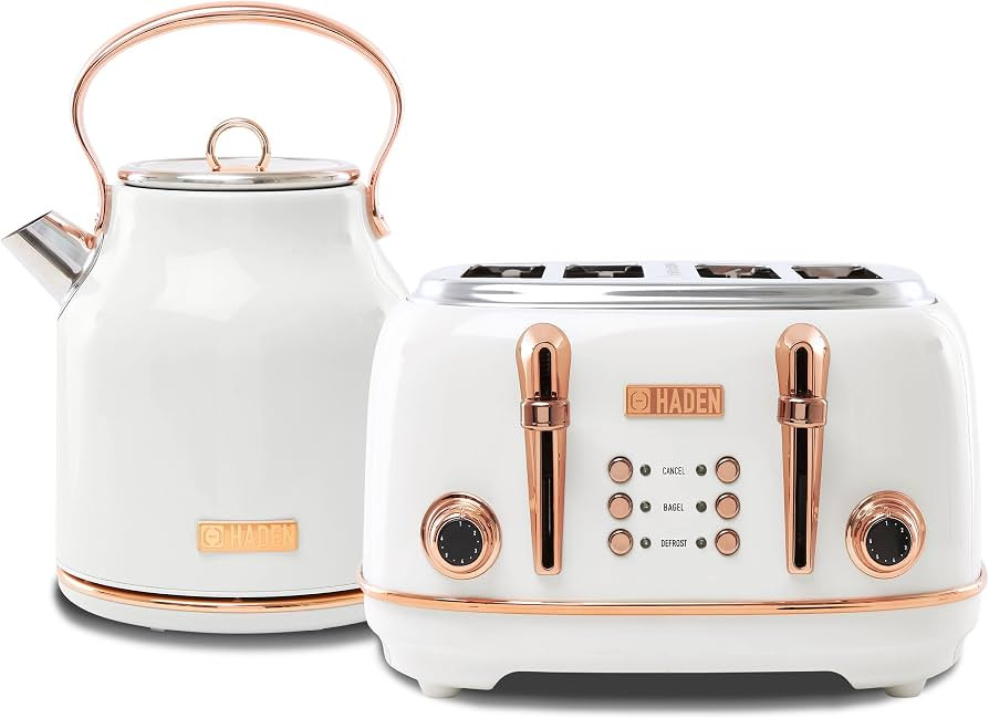 Haden Heritage 4 Slice Wide Slot Stainless Steel Toaster Bundled with 1.7 Liter Stainless Steel E... | Amazon (US)