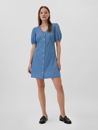Denim Puff Sleeve Mini Dress | Gap Factory