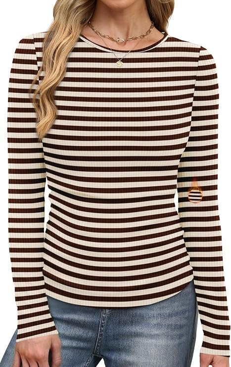 WIHOLL Long Sleeve Shirts for Women Fall Fashion Thermal Shirts Rib Knit Winter Clothing Warm Und... | Amazon (US)
