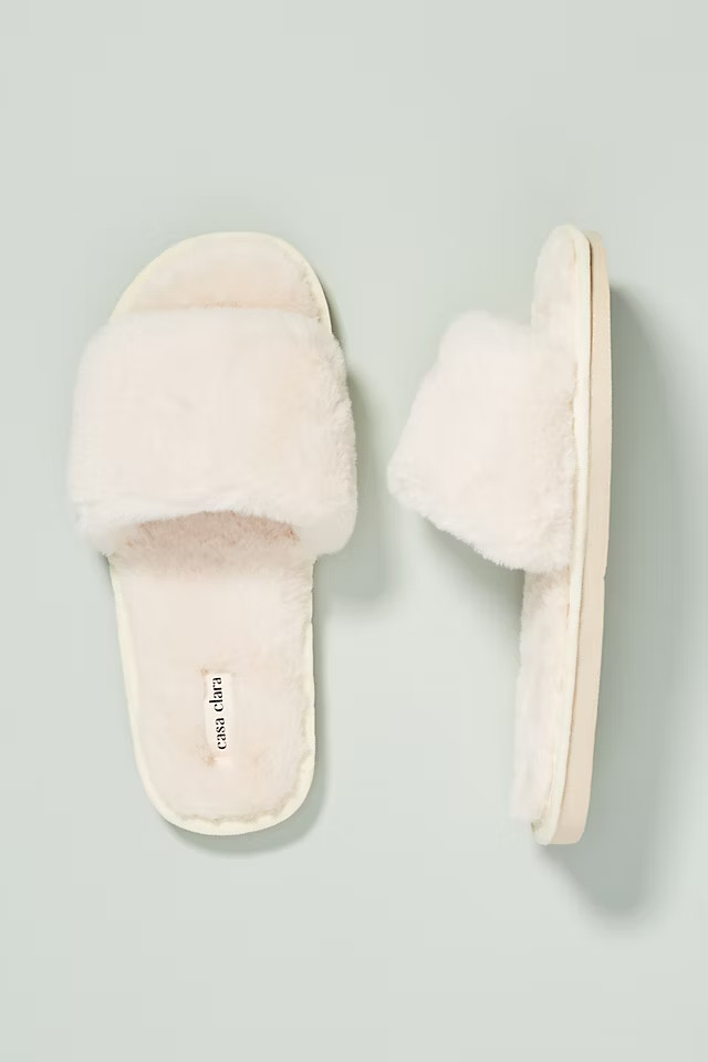 Sage Faux Fur Slippers | Anthropologie (US)