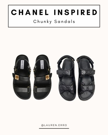 Chanel inspired chunky sandals
.
.
.
Chanel, Steve Madden, DH Gate, shoes, open toe, amazon, Macy’s, summer shoes, comfortable shoes, summer style, dupe

#LTKFind #LTKunder100 #LTKshoecrush