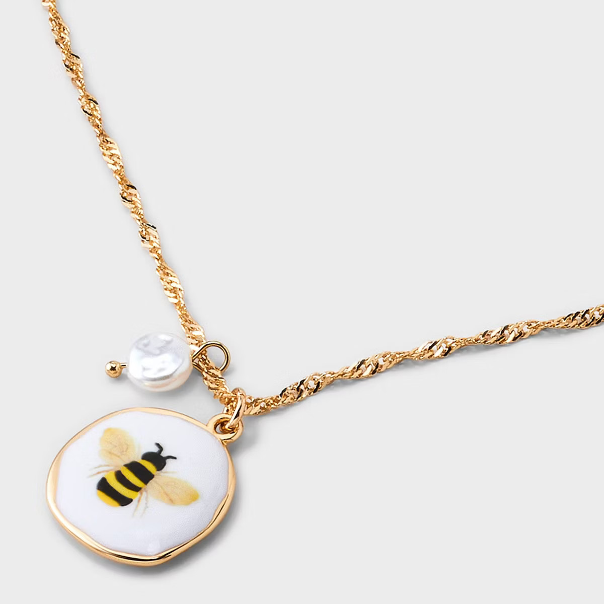 Bumblebee Pendant with Semi Precious Moonstone Necklace - Universal Thread™ Gold | Target