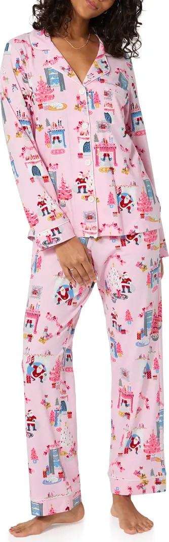 Print Stretch Organic Cotton Pajamas, Christmas Eve Pajamas, Christmas Day Pajama Set | Nordstrom