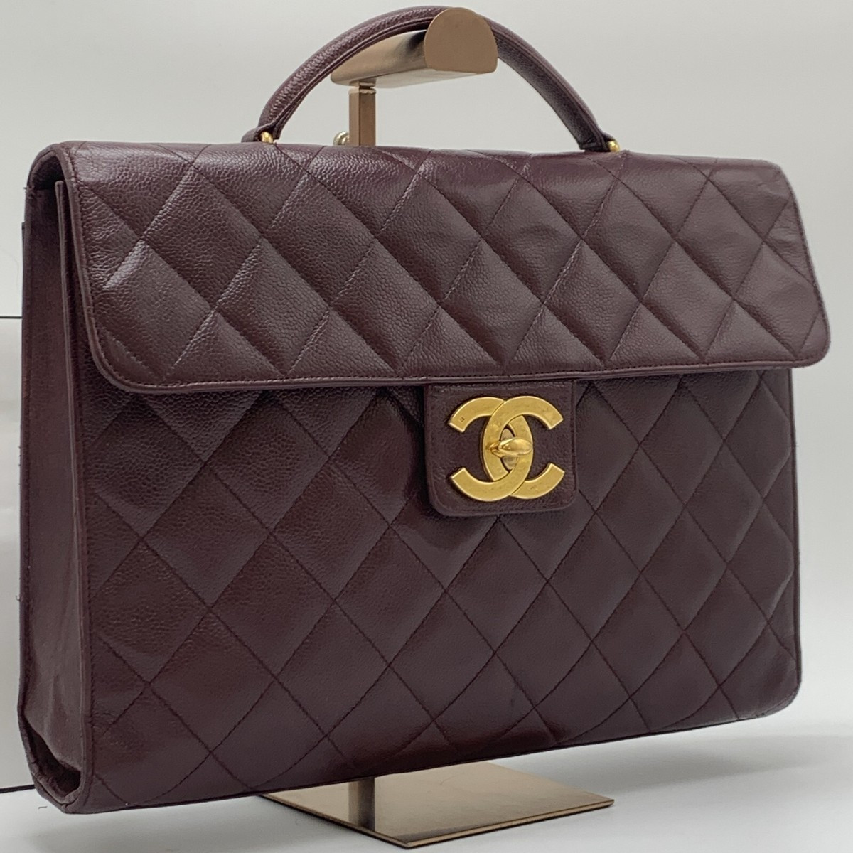 CHANEL Matelasse Briefcase Coco Mark Calfskin Turnlock Business Bag Bordeaux | eBay US