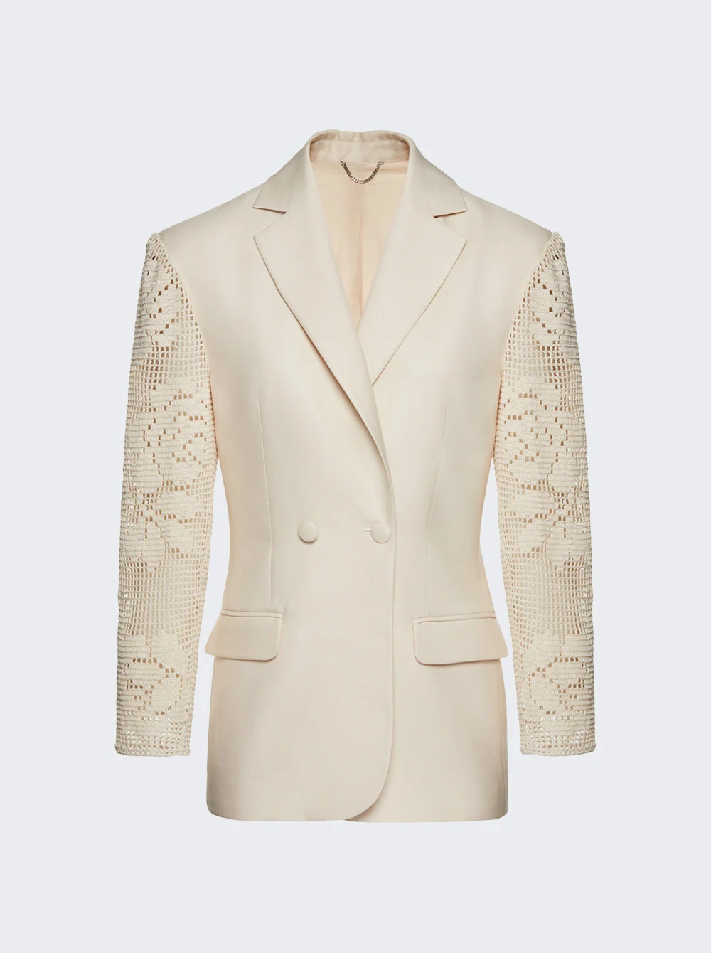 Lace Crochet Hourglass Blazer Beige | The Webster
