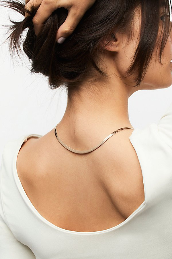 Delicate Chain Necklace by Free People, Gold Herringbone, One Size | Free People (Global - UK&FR Excluded)