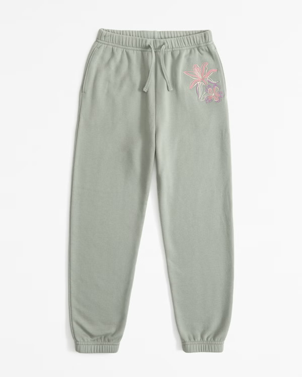 girls embroidered floral easy-fit sweatpants | girls bottoms | Abercrombie.com | Abercrombie & Fitch (US)