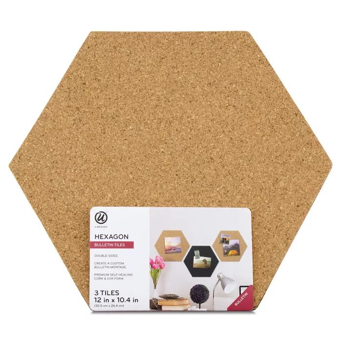 Urands 3ct Hexagon Cork Bulletin Board Tiles | Target