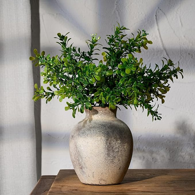 SIDUCAL Ceramic Rustic Farmhouse Vase | 6 Inch Pottery Decorative Flower | Boho | Terracotta Vase... | Amazon (US)