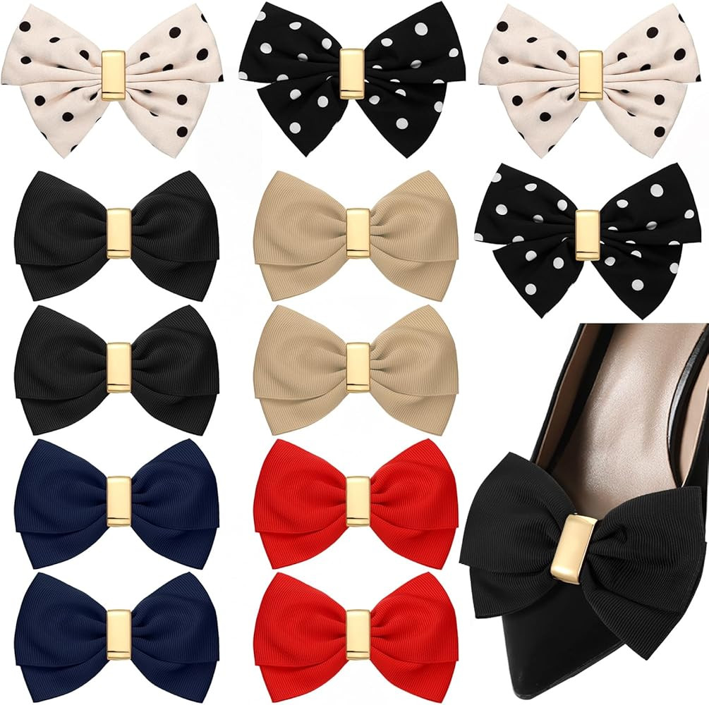 XunYee 12 Pcs Bow Shoe Clips Bow Shoe Buckle Decorative Bow Clips for Shoes Elegant Removable Sho... | Amazon (US)