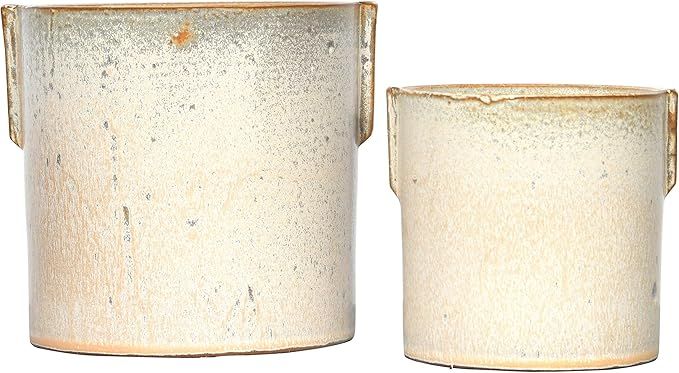 Creative Co-op Champagne Color Stoneware Planter with Reactive Glaze, Set of 2 Pot | Amazon (US)